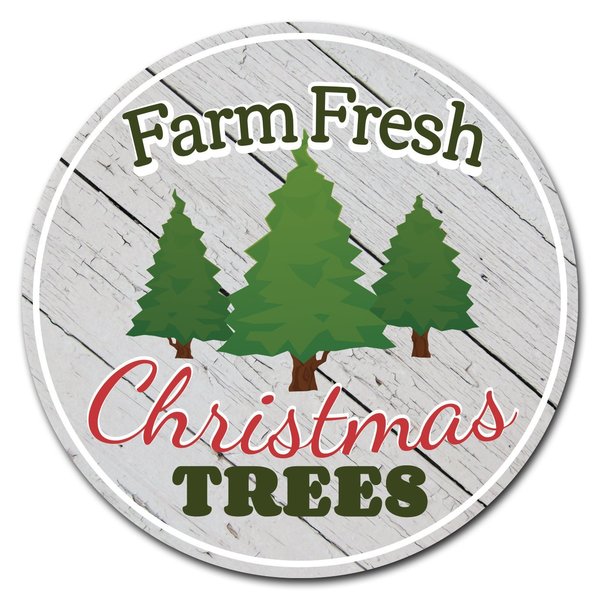 Signmission Corrugated Plastic Sign With Stakes 24in Circular-Farm Fresh Trees C-24-CIR-WS-Farm Fresh Trees